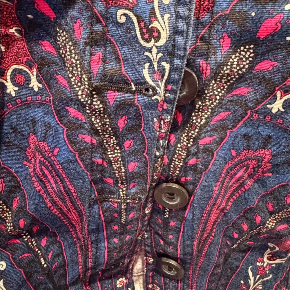 Coldwater Creek Paisley Zip Jacket Size M Navy Pink Lightweight Statement Print - Picture 2 of 9